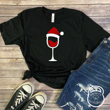 Load image into Gallery viewer, Santa Wine Glass Holiday Graphic T