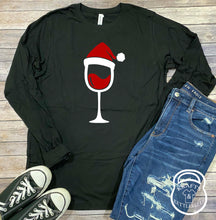 Load image into Gallery viewer, Santa Wine Glass Holiday Graphic T