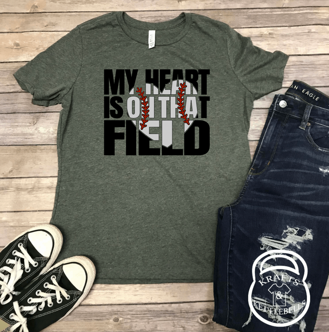 My Heart is on that Field Baseball/Softball Graphic T