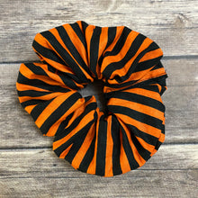 Load image into Gallery viewer, Orange and Black Striped Halloween Scrunchie