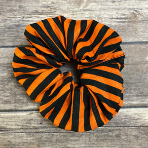 Orange and Black Striped Halloween Scrunchie