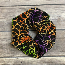 Load image into Gallery viewer, Colorful Spider Web Halloween Scrunchie