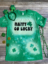 Load image into Gallery viewer, Happy Go Lucky St. Patrick&#39;s Day Bleach Dye Shirt