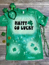 Load image into Gallery viewer, Happy Go Lucky St. Patrick&#39;s Day Bleach Dye Shirt