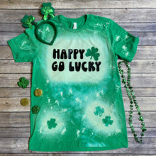 Load image into Gallery viewer, Happy Go Lucky St. Patrick&#39;s Day Bleach Dye Shirt