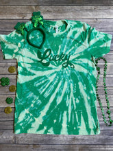 Load image into Gallery viewer, Lucky St. Patrick&#39;s Day Bleach Spiral Tie Dye Shirt