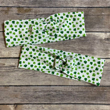 Load image into Gallery viewer, St. Patrick&#39;s Day Shamrock Stretchy, Twist Turban Headband