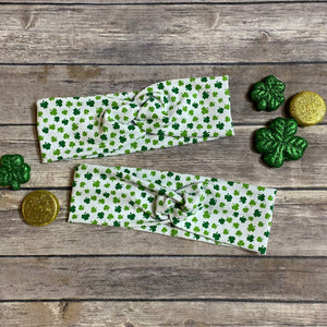 St. Patrick's Day Shamrock Stretchy, Twist Turban Headband