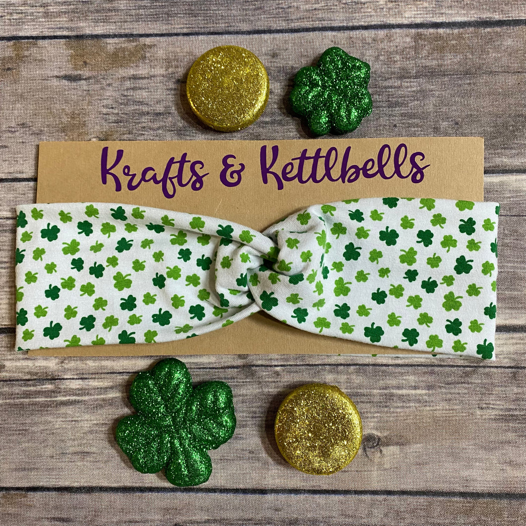 St. Patrick's Day Shamrock Stretchy, Twist Turban Headband