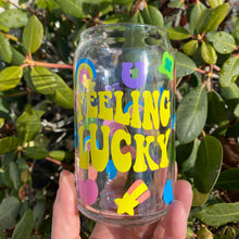 Load image into Gallery viewer, &quot;Feeling Lucky&quot; Charmed St. Patrick&#39;s Day 16oz Libbey Beer Can Glass