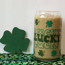 Load image into Gallery viewer, Lucky Shamrock 16oz Libbey Beer Can Glass w/ Color Change Vinyl