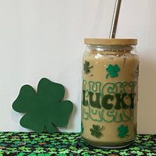 Load image into Gallery viewer, Lucky Shamrock 16oz Libbey Beer Can Glass w/ Color Change Vinyl