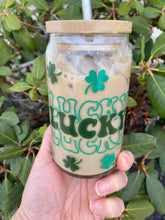 Load image into Gallery viewer, Lucky Shamrock 16oz Libbey Beer Can Glass w/ Color Change Vinyl