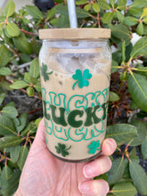 Load image into Gallery viewer, Lucky Shamrock 16oz Libbey Beer Can Glass w/ Color Change Vinyl