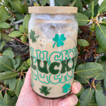 Load image into Gallery viewer, Lucky Shamrock 16oz Libbey Beer Can Glass w/ Color Change Vinyl