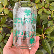 Load image into Gallery viewer, Lucky Shamrock 16oz Libbey Beer Can Glass w/ Color Change Vinyl