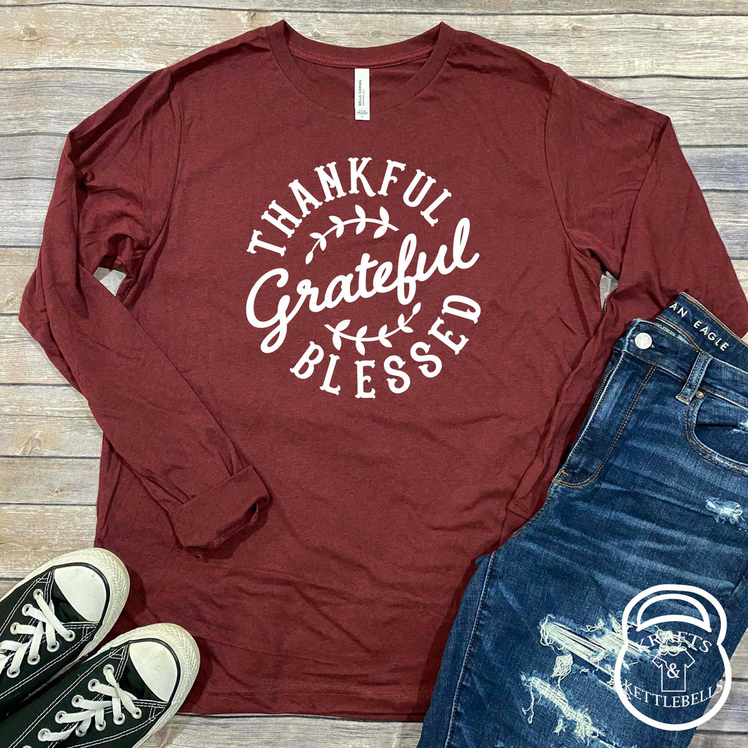 Thankful, Grateful, Blessed Thanksgiving Graphic T