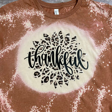 Load image into Gallery viewer, Thankful Cheetah Sunflower Bleach Dye Thanksgiving Graphic T