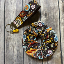 Load image into Gallery viewer, Fall Paisley Fabric Wristlet Keychain