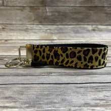 Load image into Gallery viewer, Cheetah Print Fabric Wristlet Keychain