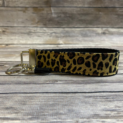 Cheetah Print Fabric Wristlet Keychain