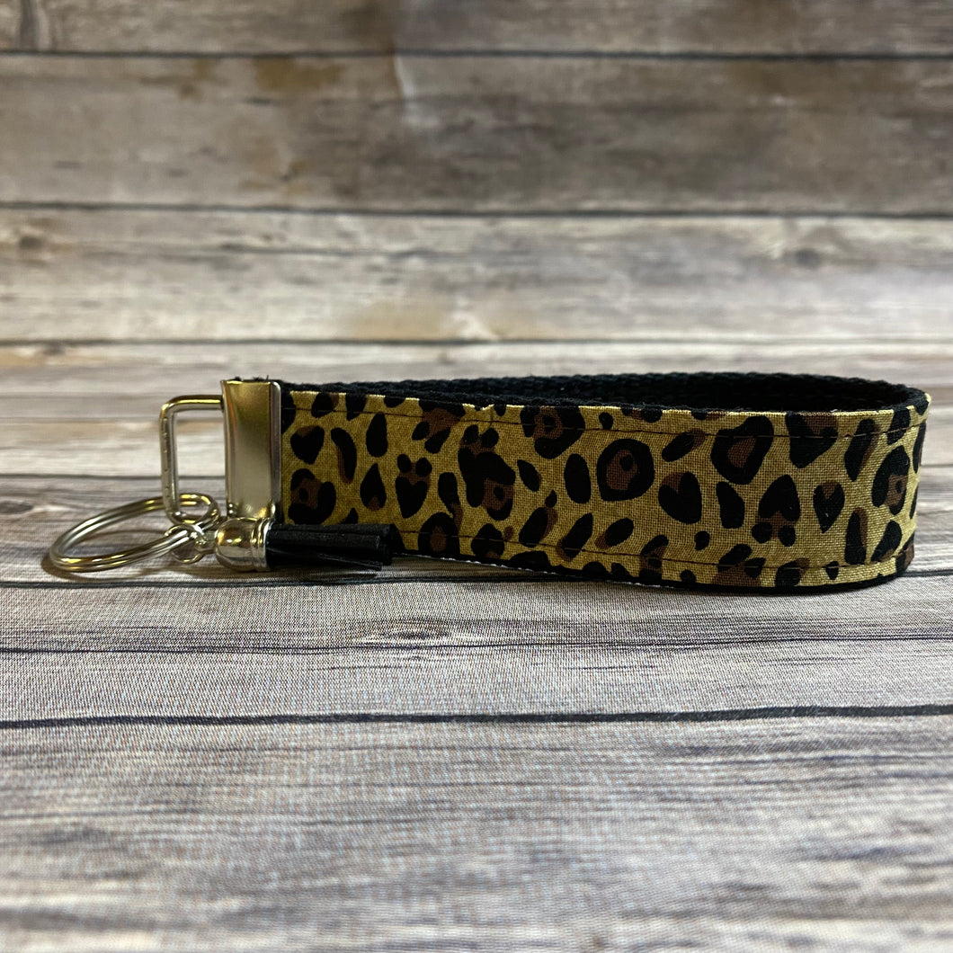 Cheetah Print Fabric Wristlet Keychain