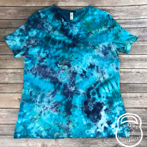 Blue Waves Scrunched Tie Dye T-shirt Size L