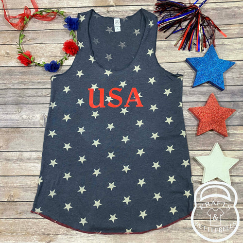 USA Star Patriotic Memorial Day/4th of July Tank