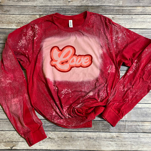 Retro Love Bleach Dye Valentine's Day Shirt