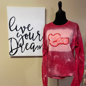 Retro Love Bleach Dye Valentine's Day Shirt