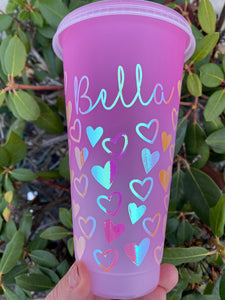 Personalized Valentine's Hearts Color Changing Cold Cups