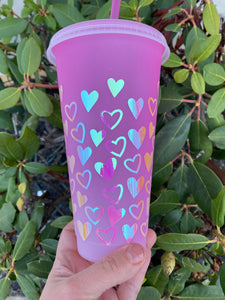 Personalized Valentine's Hearts Color Changing Cold Cups