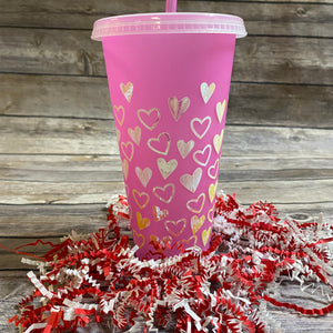 Personalized Valentine's Hearts Color Changing Cold Cups