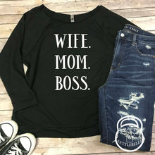 Load image into Gallery viewer, Wife. Mom, Boss, Relaxed Womens Graphic T