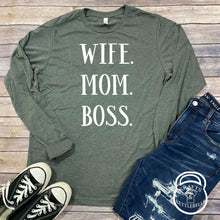 Load image into Gallery viewer, Wife. Mom, Boss, Relaxed Womens Graphic T