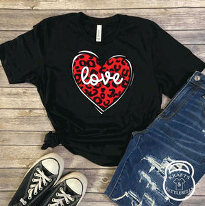 Cheetah Heart with Love Valentine Graphic T