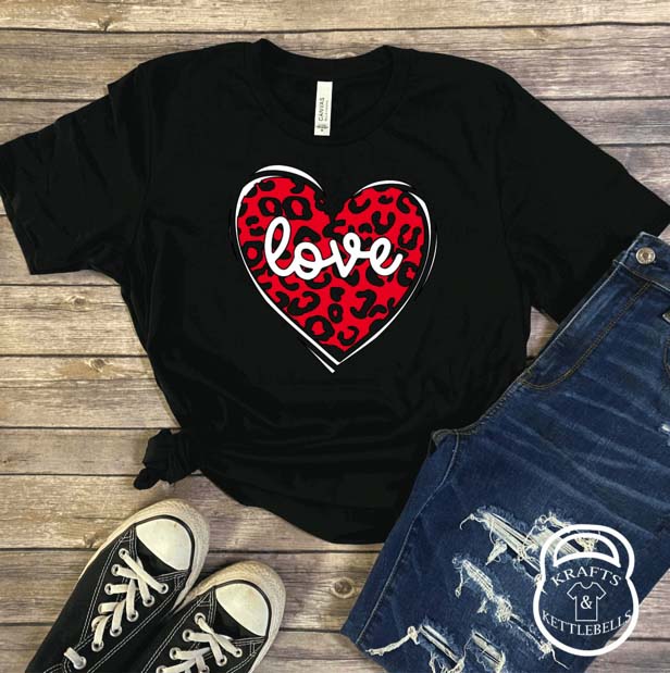 Cheetah Heart with Love Valentine Graphic T