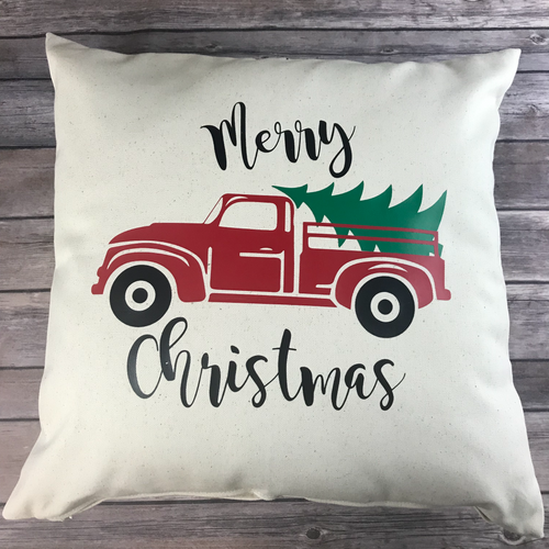 Vintage Truck Christmas Pillow Cover